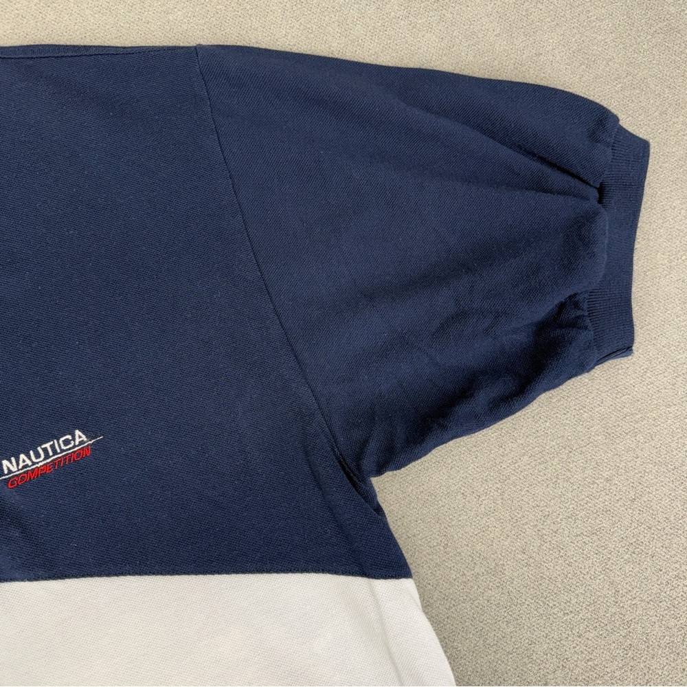 90s Nautica Competition Polo XXL Flag Shirt Colorblock HipHop Y2K Streetwear USA - Picture 7 of 15